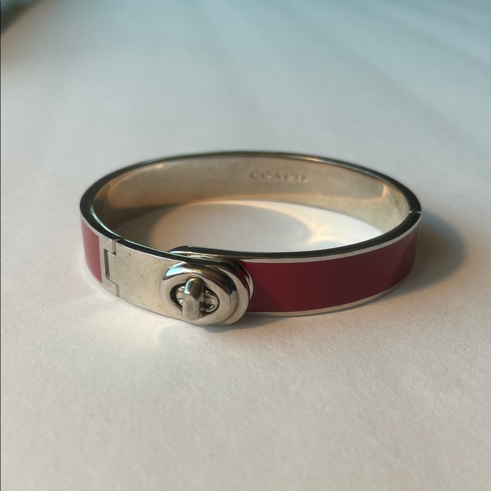 Coach Silver and Red Bracelet